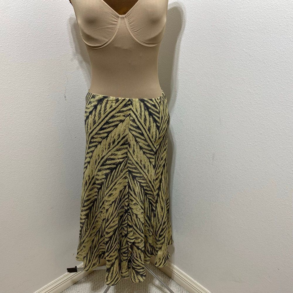 Lauren Ralph Lauren Silk Linen Skirt Zebra Print Flair Ruffle Slit Size Medium